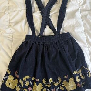 Boden Navy Skirt with Gold and Pink Embroidery
